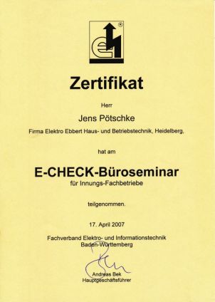 Zertifikat für E-Check